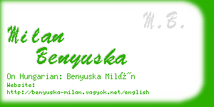 milan benyuska business card